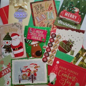 10 pcs Holiday Greeting Cards + envelopes + gift tag stickers
